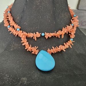 Stunning turquoise and coral necklace